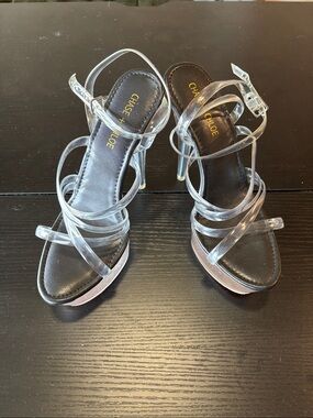 Chase + Chloe Clear Strappy High Heels with Black Insole